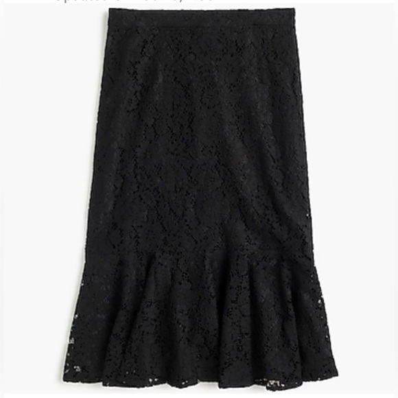 New J.CREW Tall Black Lace Trumpet Skirt Midi Holiday Cocktail Party Work Long - Picture 2 of 12